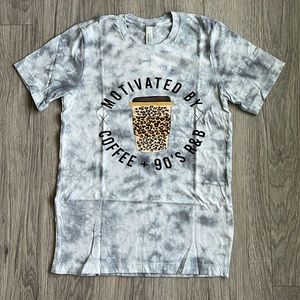 Motivated by Coffee and 90s R&B Tie Dye Graphic Tee
